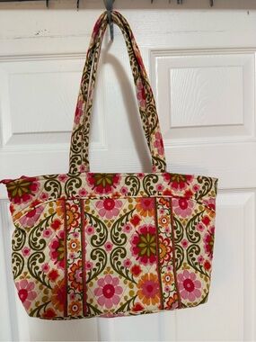 Vera Bradley Floral Quilted Tote - Pink, Orange & Olive